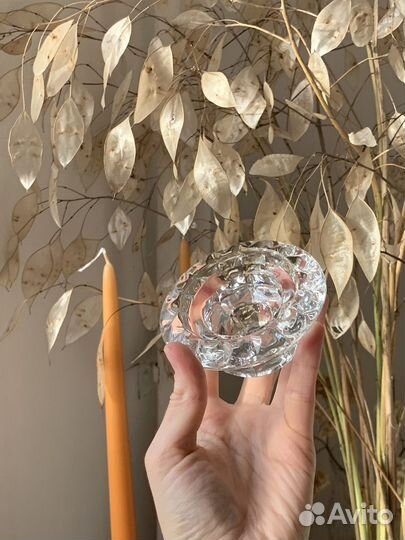 Хрустальный подсвечник/ 2 блюдца/ креманка