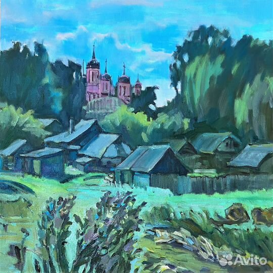 Картина маслом Деревенский пейзаж холст
