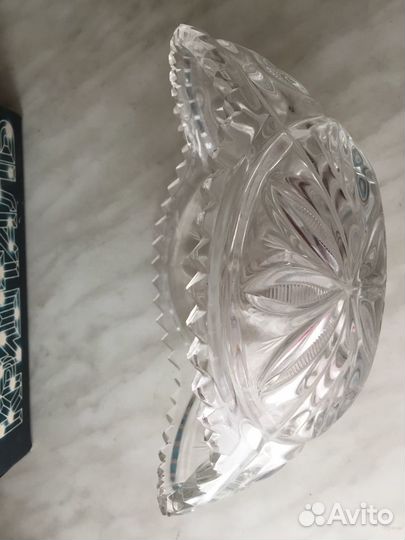 Хрустальная салатница СССР новая 22х14х9 в упаковк