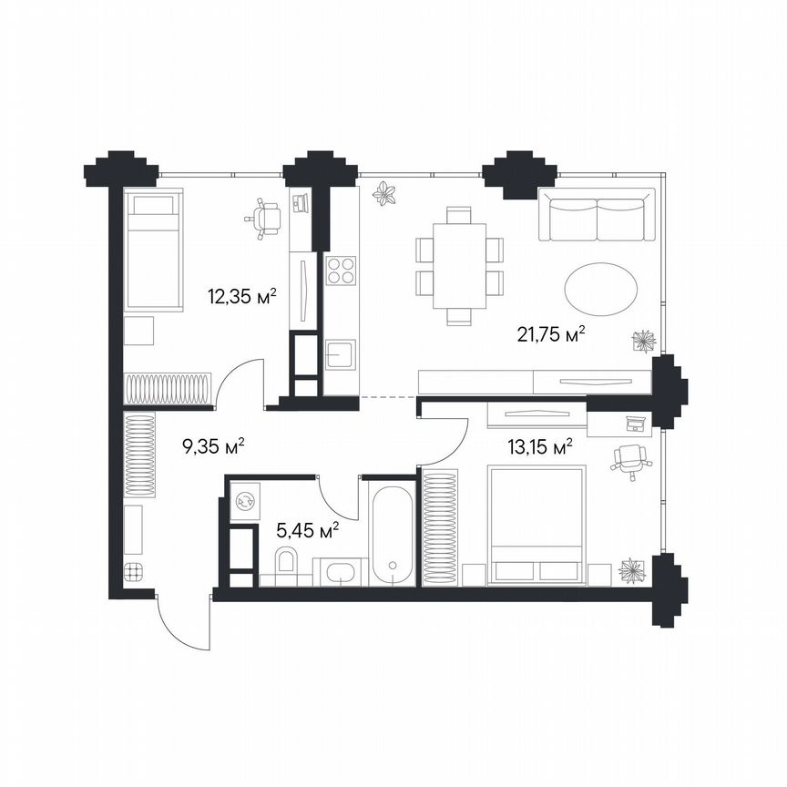 2-к. квартира, 62,1 м², 24/28 эт.