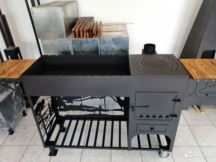Мангал с печью под казан