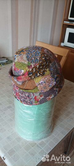 Шапка валяная пэчворк