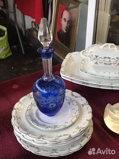 Графин хрустальный синий СССР