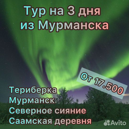 Тур Териберка Мурманск Северное сияние Саамы