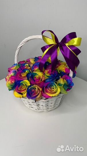 Радужные розы доставка