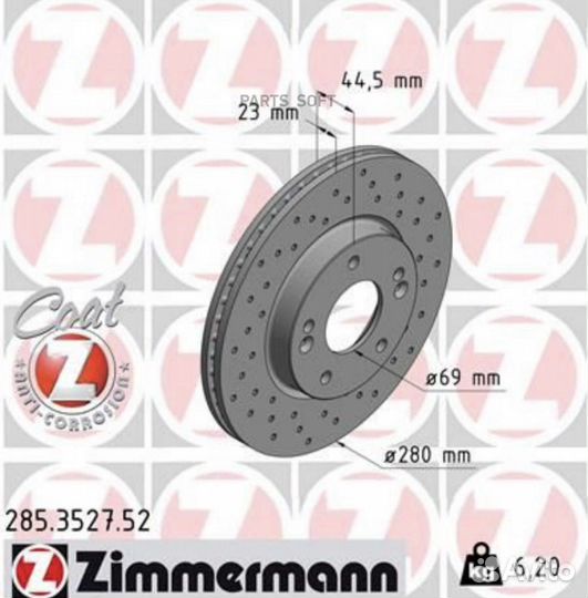 Тормозной диск 285352752 zimmermann