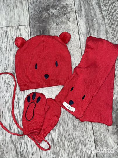 Комплект шапка, шарф и варежки деми