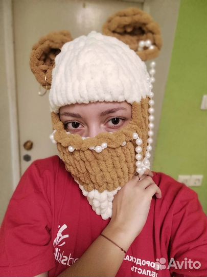 Балаклава вязаная с ушками