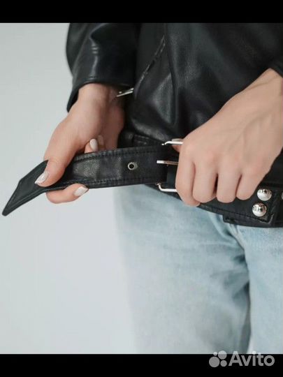 Кожаная куртка косуха оверсайз