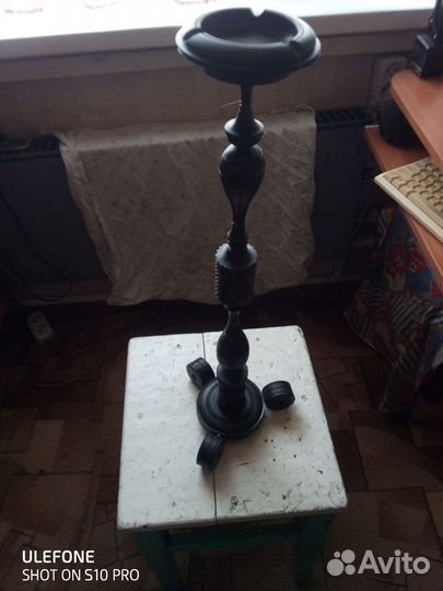 Маска, напольная пепельница из черного дерева