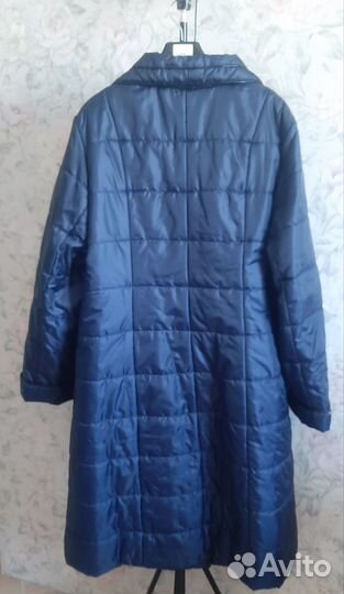 Пальто демисезонное синее р. 64