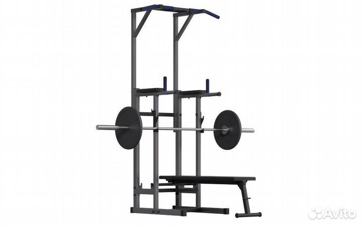 Напольный турник со скамьей 4в1 (серый)