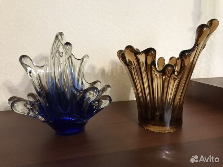 Вазы цветное стекло Чехия