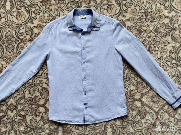 Рубашка на мальчика 152 см голубая Acoola