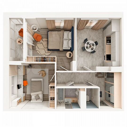 2-к. квартира, 59 м², 12/19 эт.