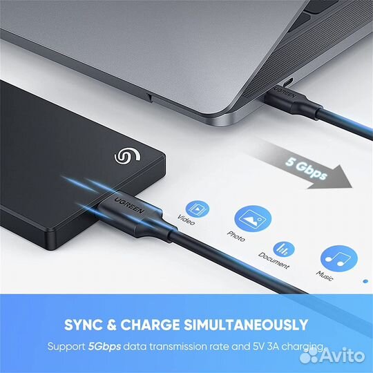 Кабель micro USB 3.0 - Type-C 3.1 3A 1,00 м. черны
