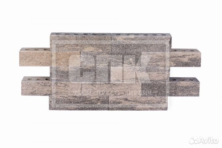 Кирпич облицовочный колотый - Серый обсидиан