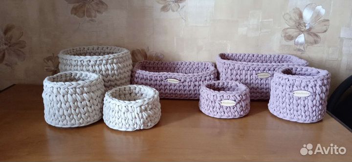 Корзинки вязаные из трикотажной пряжи