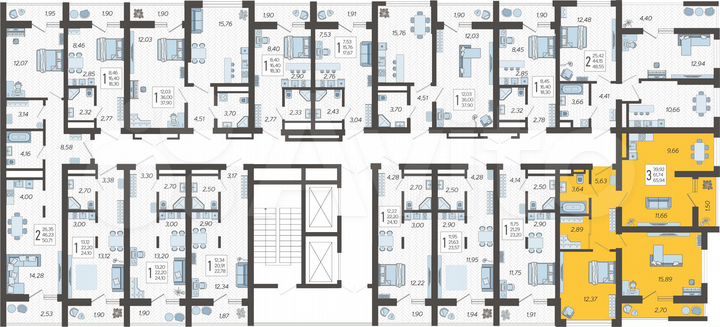 3-к. квартира, 65,9 м², 10/19 эт.