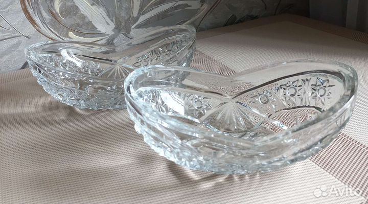 Хрустальная ладья большая и 2 маленьких