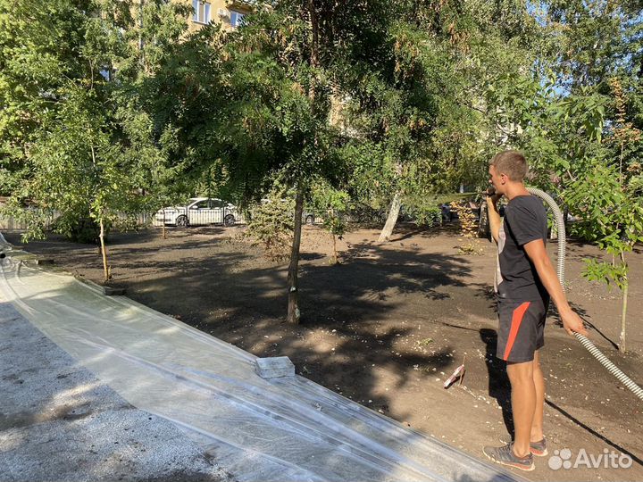 Гидропосев газона.Жидкий газон. Семена газонных тр