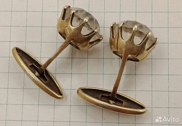 Запонки СССР Серебро Горный хрусталь (024748)