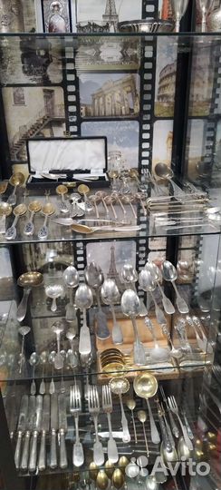 Серебрянные предметы : ложки, вилки, ножи, солонки