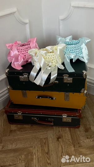 Сумка вязаная из атласной ленты