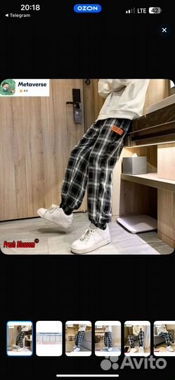 Брюки клетчатые летние