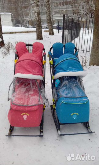 Детские санки коляска с колесами