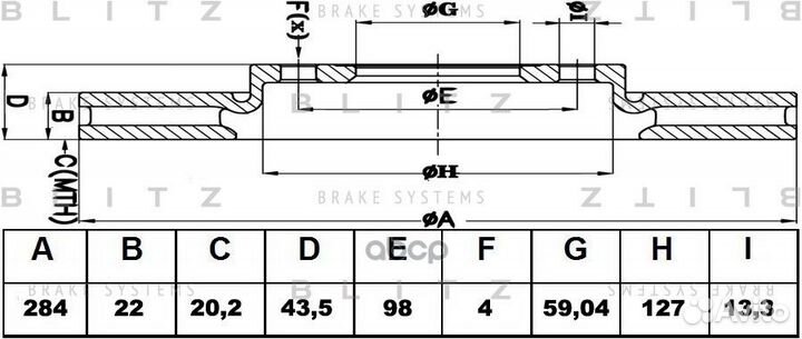 Диск тормозной вентилируемый перед BS0364 B