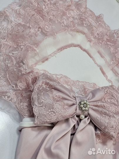 Летний конверт молочный с кружевом