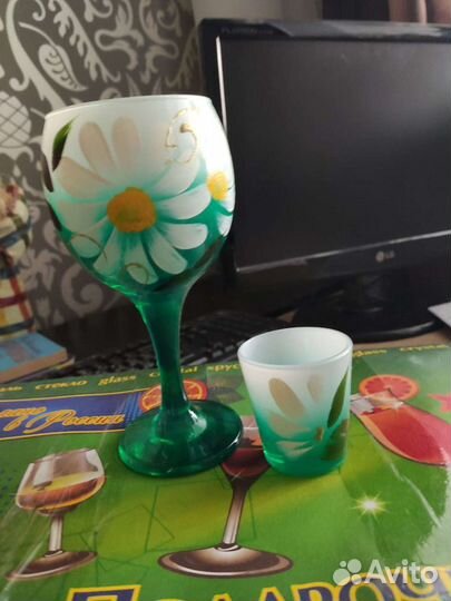 Подарочный набор фужеров и рюмок. Ручная роспись