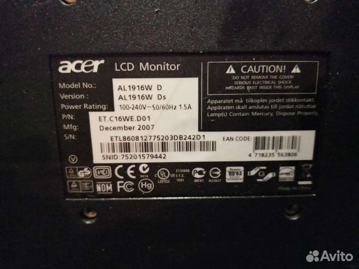 Монитор acer al1916w