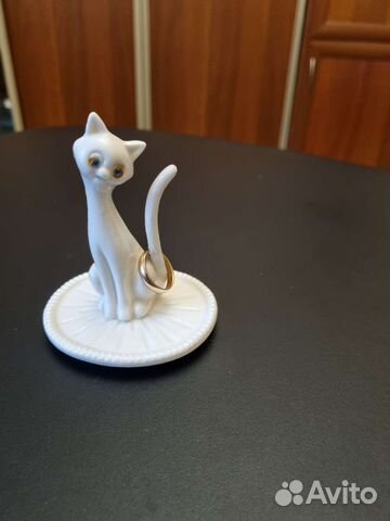 Статуэтка Кошка для хранения колец фарфор