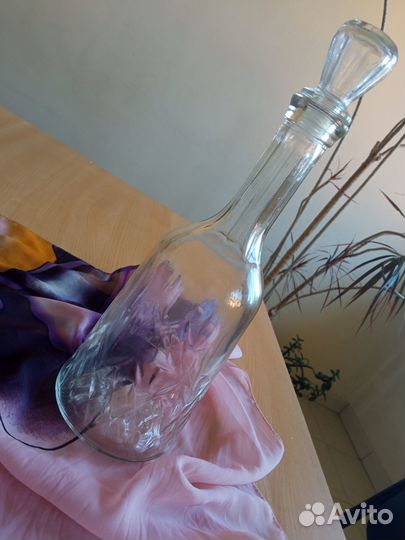 Коллекционная старая бутылка - графин с пробкой