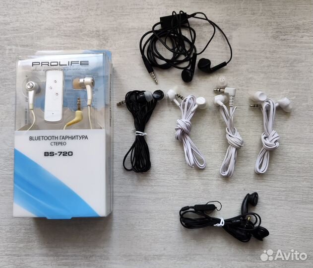Наушники разные и Bluetooth гарнитура Prolife