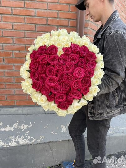 Букеты сердца любой сложности доставка от 51 розы