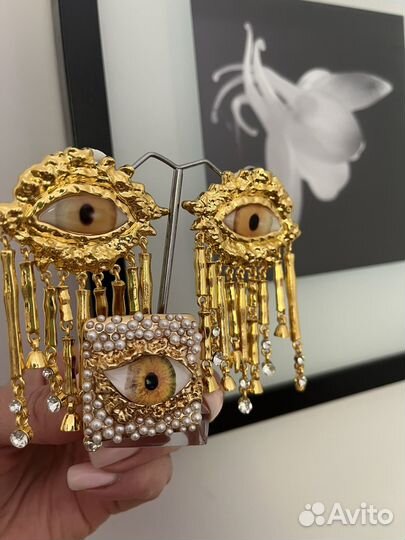 Серьги кольцо глаз sciaparelli style