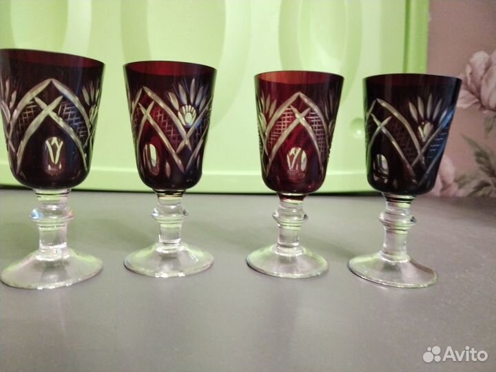 Хрустальные цветные бокалы СССР