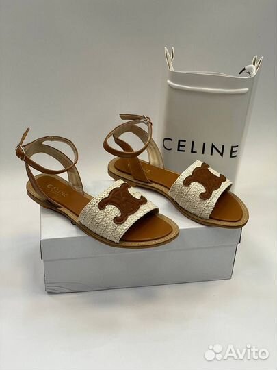 Босножки celine соломенные натуральная кожа