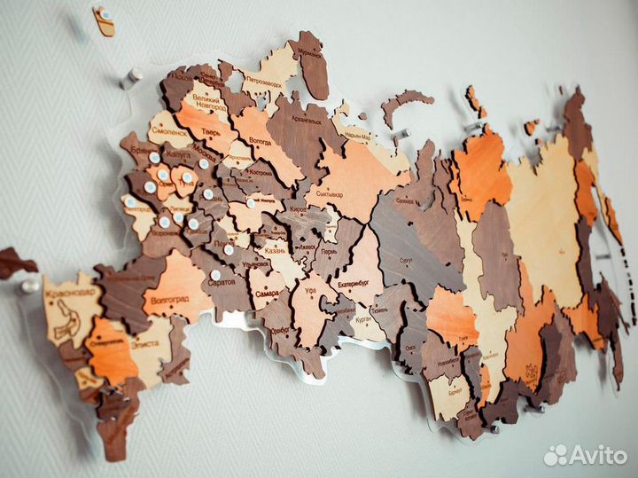 Карта России из дерева Казань