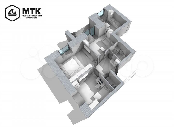 2-к. квартира, 54,9 м², 3/8 эт.