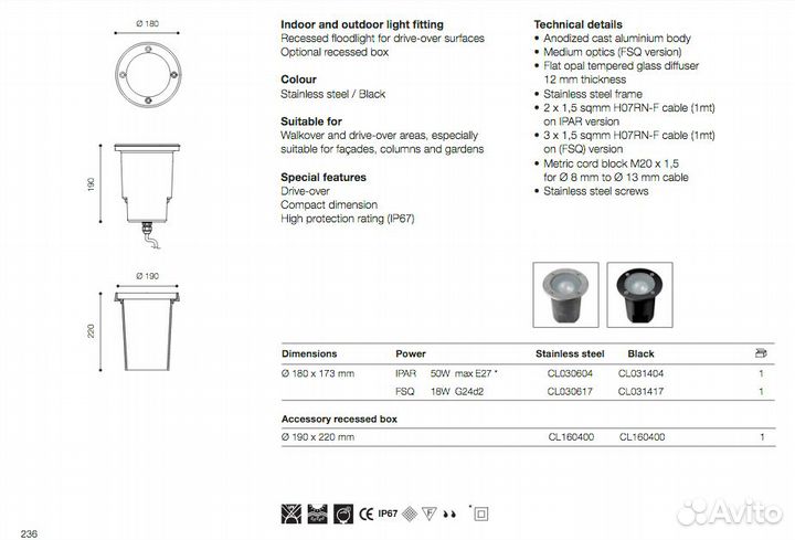 Светильник в грунт Mareco Luce Zenith 8 Inox E27