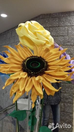 Большие цветы из эва роза,подсолнух,василек,георги