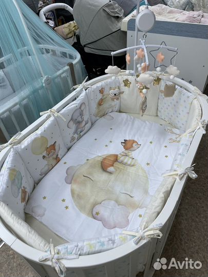 Детская кровать круг-овал 9 в 1 с маятником