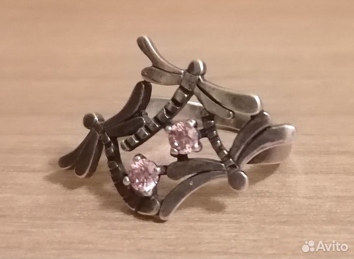 Кольцо 18р серебро фианиты