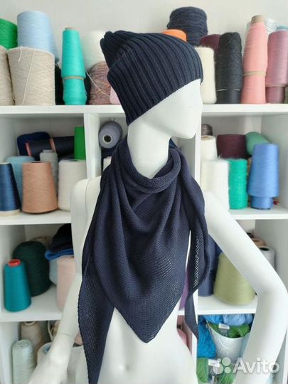 Набор шапочка-тыковка и бактус кашемир+меринос