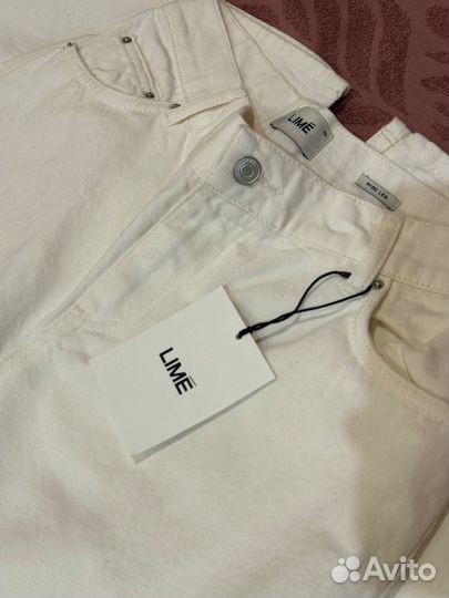 Джинсы wide leg с разрезами lime