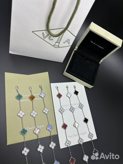 Браслет Van Cleef клевер камни Alhambra